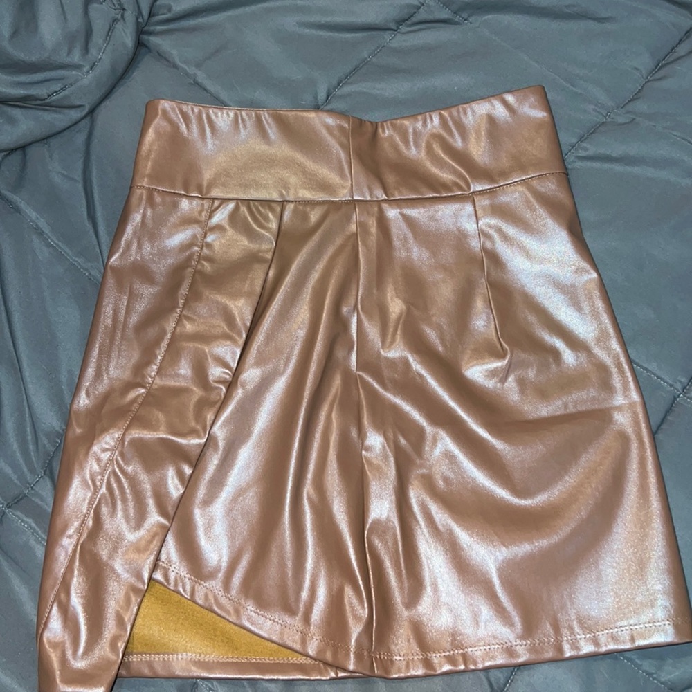 Medium Pleather Brown SHEIN Skirt